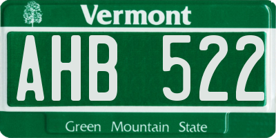 VT license plate AHB522