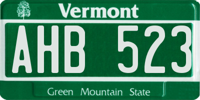 VT license plate AHB523