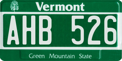 VT license plate AHB526