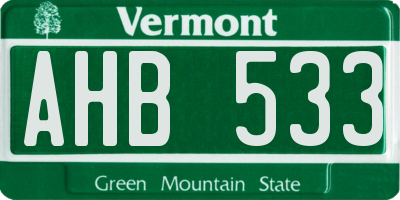 VT license plate AHB533