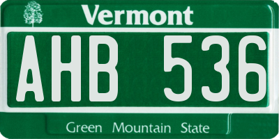 VT license plate AHB536