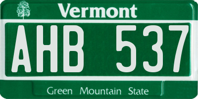 VT license plate AHB537