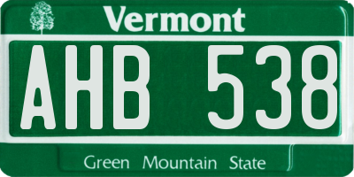 VT license plate AHB538