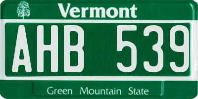 VT license plate AHB539