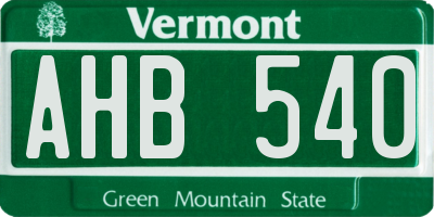 VT license plate AHB540