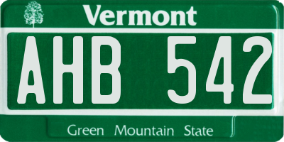 VT license plate AHB542