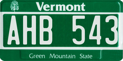 VT license plate AHB543