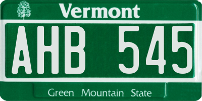 VT license plate AHB545
