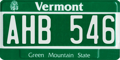 VT license plate AHB546