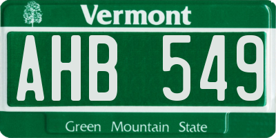 VT license plate AHB549