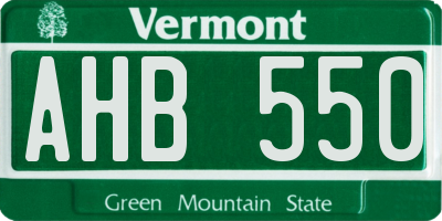 VT license plate AHB550
