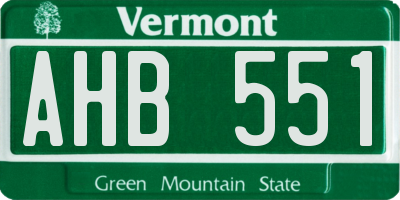 VT license plate AHB551