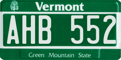 VT license plate AHB552