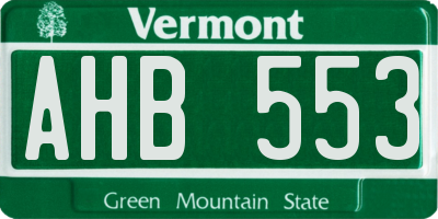 VT license plate AHB553