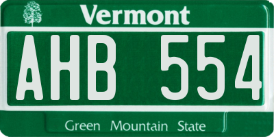 VT license plate AHB554