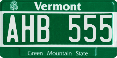 VT license plate AHB555