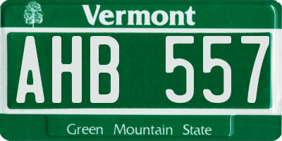 VT license plate AHB557