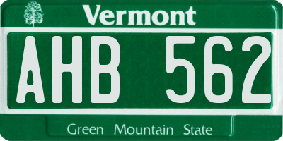 VT license plate AHB562