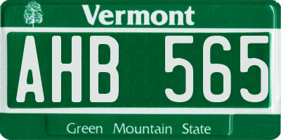 VT license plate AHB565