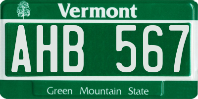 VT license plate AHB567