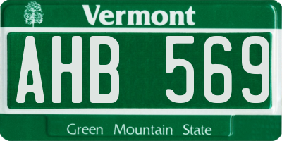 VT license plate AHB569