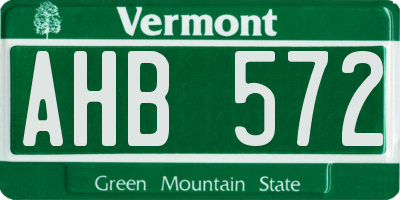 VT license plate AHB572
