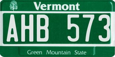 VT license plate AHB573
