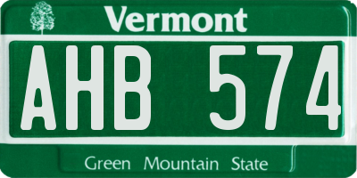 VT license plate AHB574