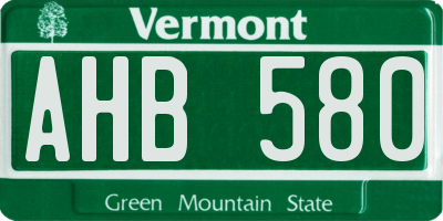 VT license plate AHB580