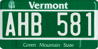 VT license plate AHB581