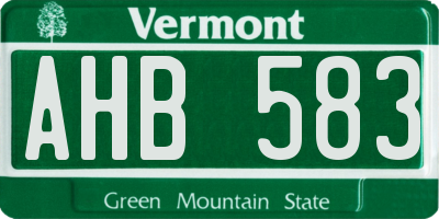 VT license plate AHB583
