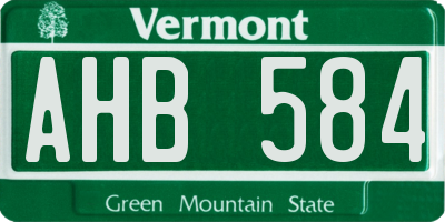 VT license plate AHB584
