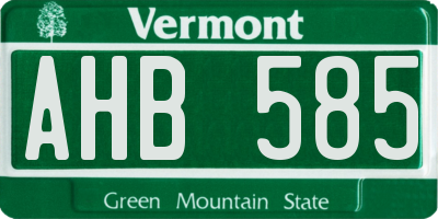 VT license plate AHB585