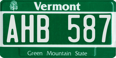 VT license plate AHB587
