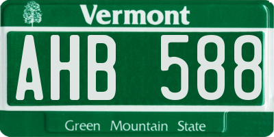 VT license plate AHB588