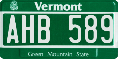 VT license plate AHB589