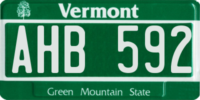 VT license plate AHB592
