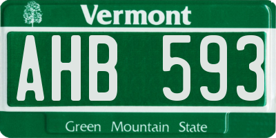 VT license plate AHB593