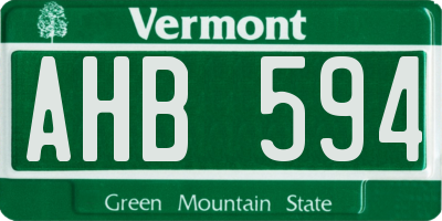 VT license plate AHB594