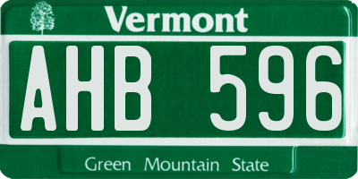 VT license plate AHB596