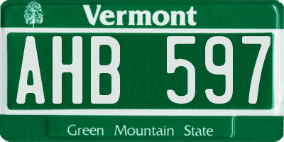 VT license plate AHB597
