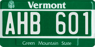 VT license plate AHB601