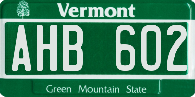 VT license plate AHB602