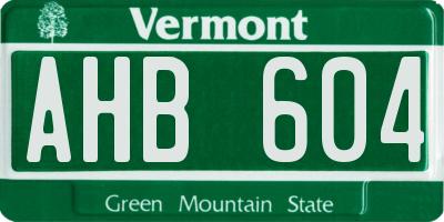 VT license plate AHB604