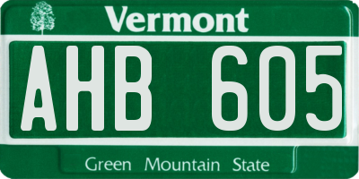 VT license plate AHB605