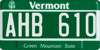 VT license plate AHB610