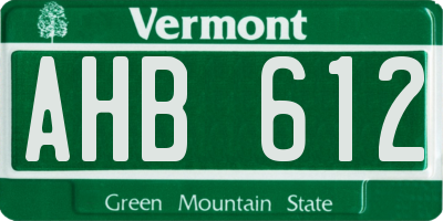 VT license plate AHB612