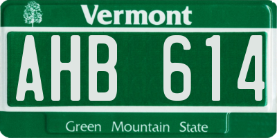VT license plate AHB614
