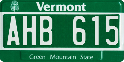 VT license plate AHB615