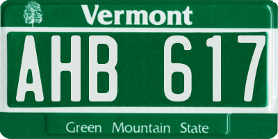 VT license plate AHB617